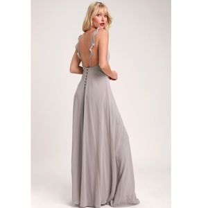 Lulu’s Meteoric Rise Light Grey Maxi Dress